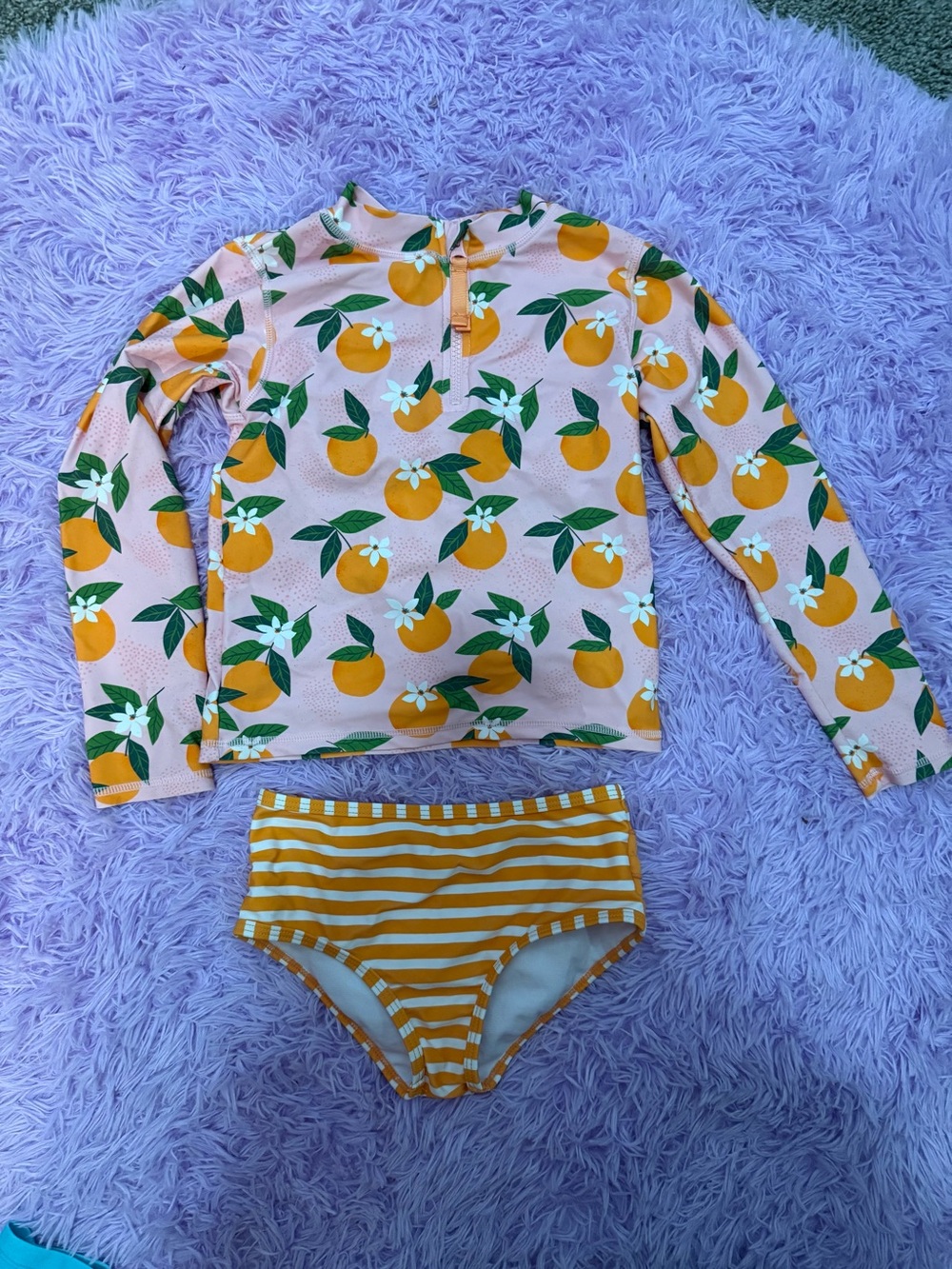 Ruffle Butts Peach & Orange Citrus Rashguard Set
